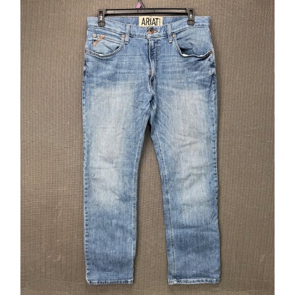 Ariat Mens 34X32 Blue Straight-Leg Denim Jeans Stretch Cotton Casual Wear (need - Picture 1 of 11